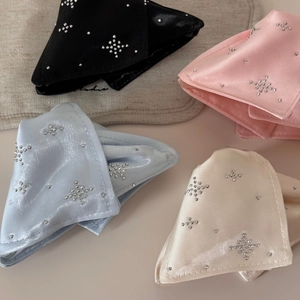 Elegant satin bow hair claws set with rhinestones in four soft colors for women