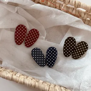 Korean Style Oval Polka Dot Hair Clip Retro Cellulose Acetate Duckbill Clip For Women Sweet Fashion Hair Accessories