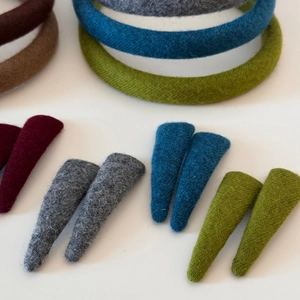 Minimalist wool knit padded headband and BB clip set in assorted autumn winter colors