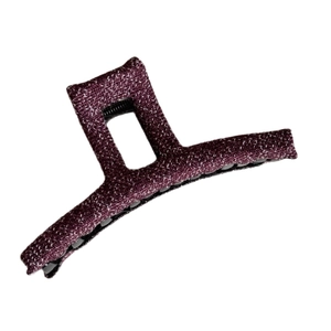 Elegant large deep purple tweed hair claw clip with minimalist geometric design for women