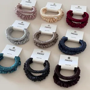 Korean Style Satin Pleated Hair Scrunchies High Elasticity Silk Like Fabric Hair Ties Elegant Daily Women Hair Accessories