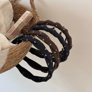 Korean Style Polka Dot Headband For Women Vintage Twisted Braided Hair Hoop With Teeth Non-Slip Retro Plastic Hair Accessory