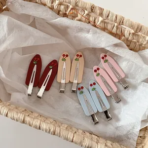 Acetate Cherry Rhinestone Hair Clip Sweet French Retro No Trace Duckbill Side Hairpin Barrette For Women Girls Accessories