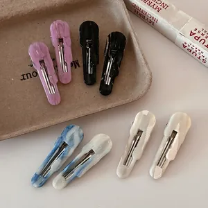 Minimalist Cellulose Acetate Marble Texture Duckbill Hair Clip For Women Korean Style Geometric Meander Pattern Side Hairpin Accessory