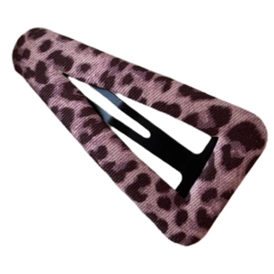 Fermaglio per capelli BB triangolare in maglia leopardata rosa con base in metallo nero