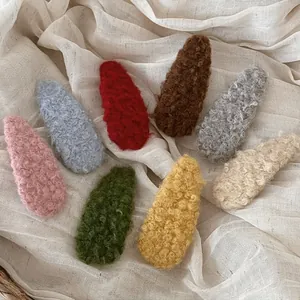 Cute Plush Lamb Wool BB Hair Clips For Children Women Sweet Autumn Winter Bangs Side Clips Handmade Hair Accessories