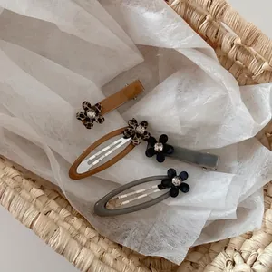 Vintage Acetate Leopard Print Hair Clip With Rhinestone Flower Retro Oval Rectangle Hairpin For Women Daily Fashion Accessories