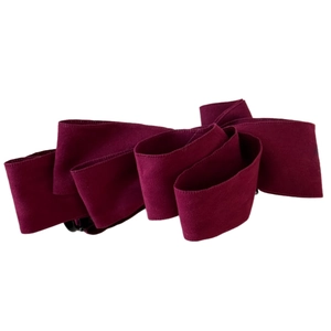 Elegant multi-layer burgundy suede bow banana hair clip with secure black metal fastener