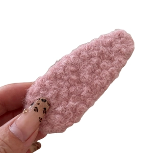 Pink plush lamb wool BB hair clip for children with soft teddy fleece texture