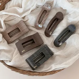 Pince à Cheveux en Acétate de Style Français Grain de Bois de Marbre Barrette à Cheveux Géométrique Pince à Bec de Canard pour Femme Accessoire de Coiffure
