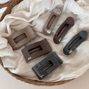 Set de barrettes à cheveux élégantes avec grain de bois, formes rectangle et ovale