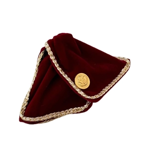Retro burgundy velvet headband with gold braided trim and vintage embossed gold buckle