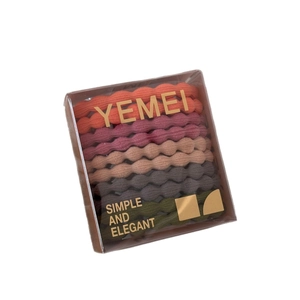 Elastic wave-textured hair tie set in various gradient colors in a clear box