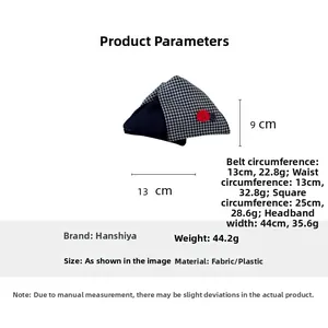 Pince à cheveux noeud en tissu à carreaux marine avec boutons de 13cm par 9cm