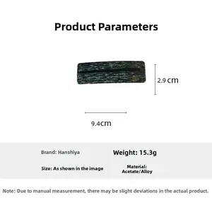Detailed specs of the 9.4cm marble pattern acetate hair clip with alloy spring mechanism