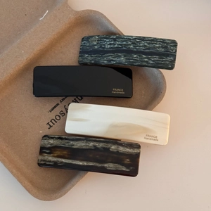 French Retro Acetate Rectangle Hair Clip Gold Label France Handmade Spring Barrette Large Marble Tortoise Hair Accessory For Women