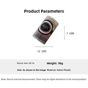 Détail des élastiques à cheveux en pot cylindrique avec dimensions et poids de 58g