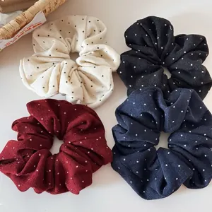 Grande Elastico Per Capelli in Tessuto a Pois Elegante Fascia Per Capelli Ad Alta Elasticità Per Donna Stile Coreano Accessori Per Capelli Quotidiani