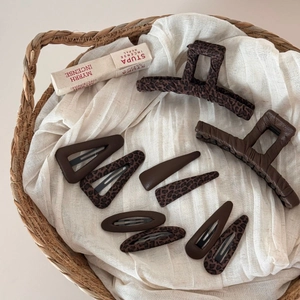 Kit de pinces à cheveux léopard marron et barrettes élégantes aux tons de terre