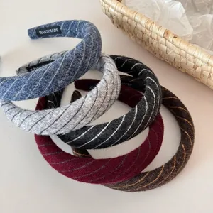 Vintage Knitted Padded Headband For Women Diagonal Twill Fashion Hair Hoop Versatile High Top Hair Accessory Headpiece