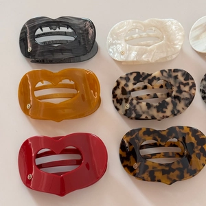 Lot de 6 pinces à cheveux en acétate de qualité, motifs marbre, écaille et unis