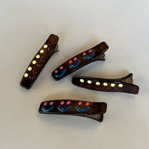 Korean Style Coffee 3D Smile Face Hair Clips Resin Duckbill Side Clips Cute Sweet Hairpins For Women Girls Hair Accessories