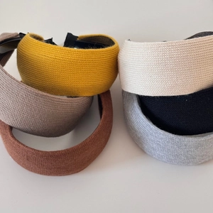 Set of autumn knitted wide headbands in six colors with non-slip teeth for women