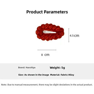 Specifiche dettagliate della taglia per un fermaglio a goccia all'uncinetto rosso 8x4,5 cm