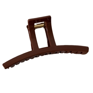 Glossy dark brown large hair claw clip with golden spring for thick hair