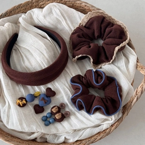 Accessoires cheveux vintage avec bandeau en maille marron et pinces à ours mignonnes