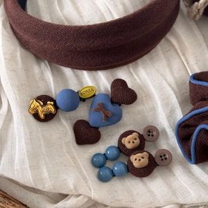 Barrettes à cheveux mignonnes style coréen avec ours peluche et bandeau tricoté