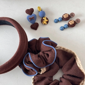 Ensemble d'accessoires cheveux tricotés style coréen avec ours, cœurs et chouchou