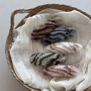 Faux fur animal print duckbill hair clips in assorted colors for autumn and winter
