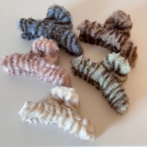 Französische Tigerstreifen Plüsch Haarklammern in fünf Herbstfarben für dickes Haar Styling