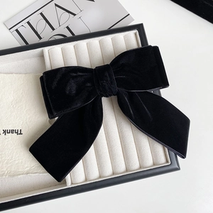 Élégante Pince à Cheveux Nœud en Velours Noir pour Femmes Style Hepburn Français Grand Nœud en Velours Vintage Accessoires