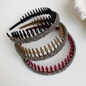 Samt Haarreifen Set mit Strasssteinen in Schwarz Braun und Dunkelrot für elegante Frisuren