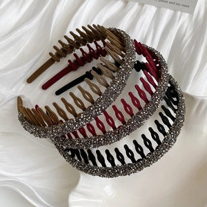 Koreanischer Stil Beflockte Strass Stirnband Mit Zähnen Für Damen Rutschfester Haarreif Funkelnder Eleganter Haarschmuck
