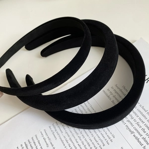 Serre-tête Rembourré en Velours Noir Uni Style Coréen pour Femmes Éponge Épaisse Accessoires de Cheveux Élégants