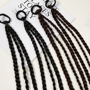 Synthetic Braided Hair Extension Ponytail Hair Tie Sweet Twist Braid Hair Ring For Women Girls Daily Styling Accessory