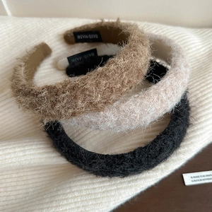 Serre-tête en Peluche pour Femmes Automne Hiver Couleur Café Maillard Bandeau en Polaire Douce Sommet de Crâne Haut Accessoire Cheveux Fait Main
