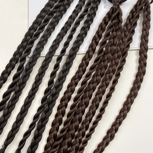 Double ponytail hair ring with 45cm synthetic brown braided hair extensions for women