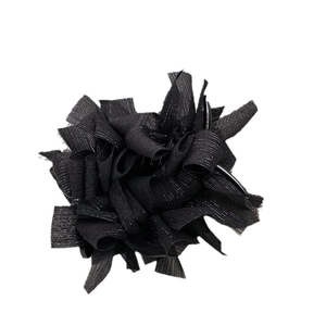 Elegante fermaglio per capelli con fiore in rete nera a strati e trama glitterata