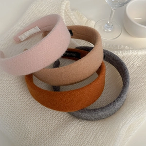 Elegant Women Thickened Woolen Hairband Solid Color Wide Headband Retro High Crown Styling Headpiece Daily Hair Accessories