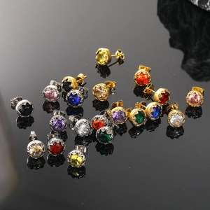 Boucles d'Oreilles Clous Rétro en Acier Titane avec Strass Rond Hip Hop Géométrique Incrusté Bijoux Unique pour Hommes Femmes