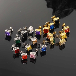 Retro Titanstahl Quadratische Strass Ohrstecker Für Herren Damen Hip Hop Stil Vintage Geometrischer Eingelegter Schmuck