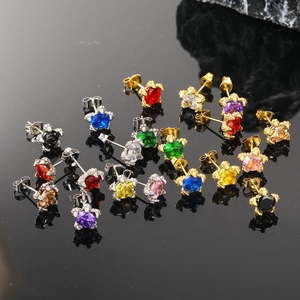Hip Hop Punk Drachenkralle Ohrstecker Für Herren Damen Titanstahl Eingelegt Rund Bunt Strass Gothic Schmuck Ohrring