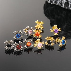 Vintage Gothische Titaniumstaal Kruis Oorknopjes Voor Mannen Vrouwen Punk Strass Ingelegd Mode Sieraden Enkel Stuk Accessoire
