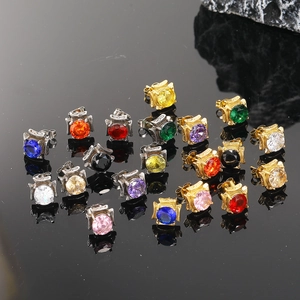 Vintage Punk Titanium Steel Square Stud Earrings Inlaid Rhinestone Geometric Jewelry For Men Women Daily Accessory