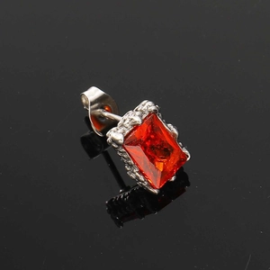 Quadratischer roter Zirkon Ohrstecker aus Vintage-Titanstahl für Damen und Herren