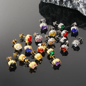 Trendy Titanium Steel Oval Zircon Stud Earrings Retro Punk Geometric Earrings For Men Women Daily Personality Jewelry
